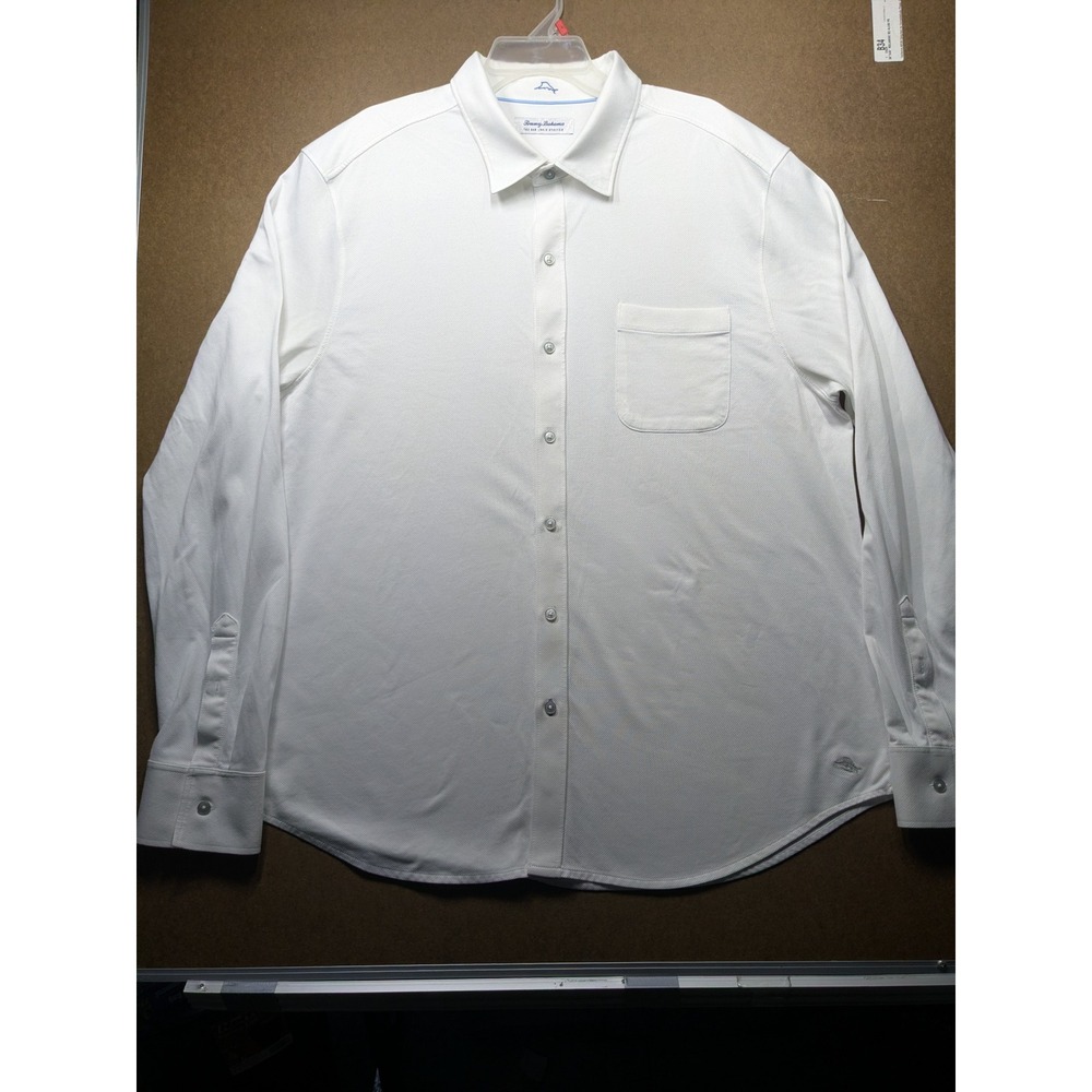 Tommy Bahama San Lucio Stretch Shirt Mens XXL White Long Sleeve Button Down